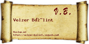 Velzer Bálint névjegykártya